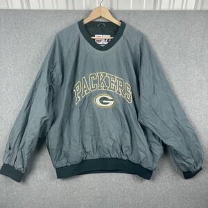 Vintage Green Bay Packers Jacket Mens L Green NFL Football Logo 7 Pullover 90s